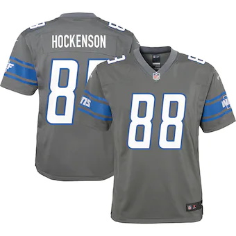 youth nike tj hockenson silver detroit lions team game jers